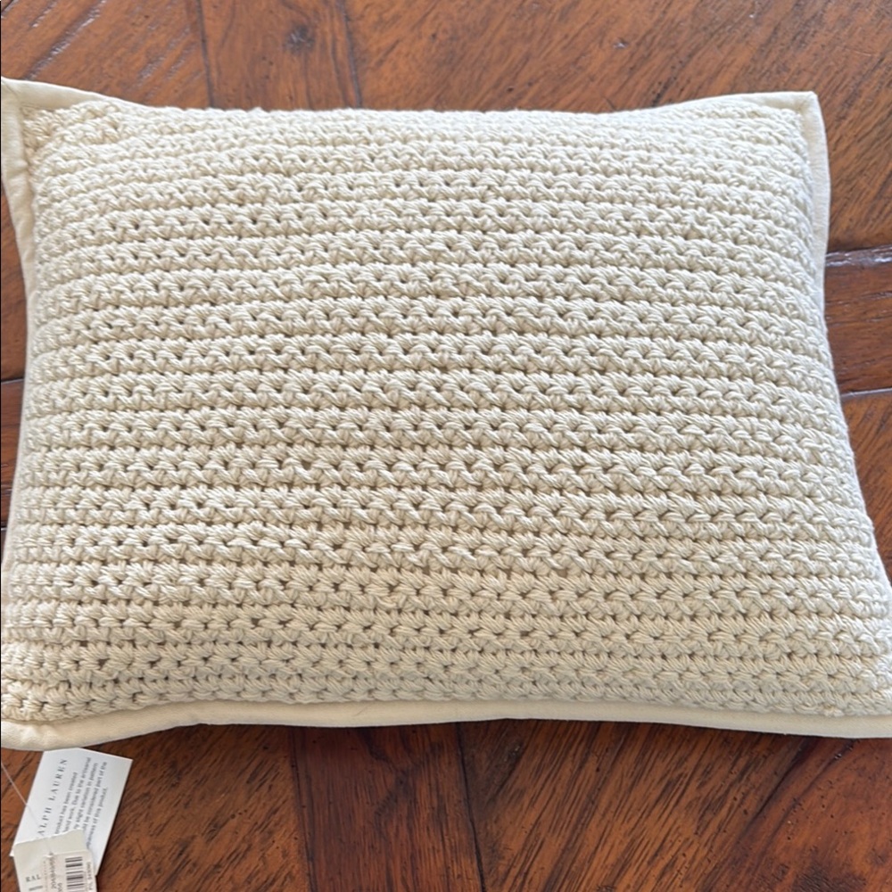 Ralph Lauren Cream Accent Pillow Knitted Design